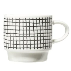 Lot de 4 tasses empilables 20cl porcelaine blanc et noir avec support métal^Gifi Best