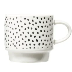 Lot de 4 tasses empilables 20cl porcelaine blanc et noir avec support métal^Gifi Best
