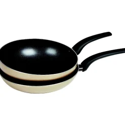 Lot poêle et wok anti-adhésif argenté^Gifi