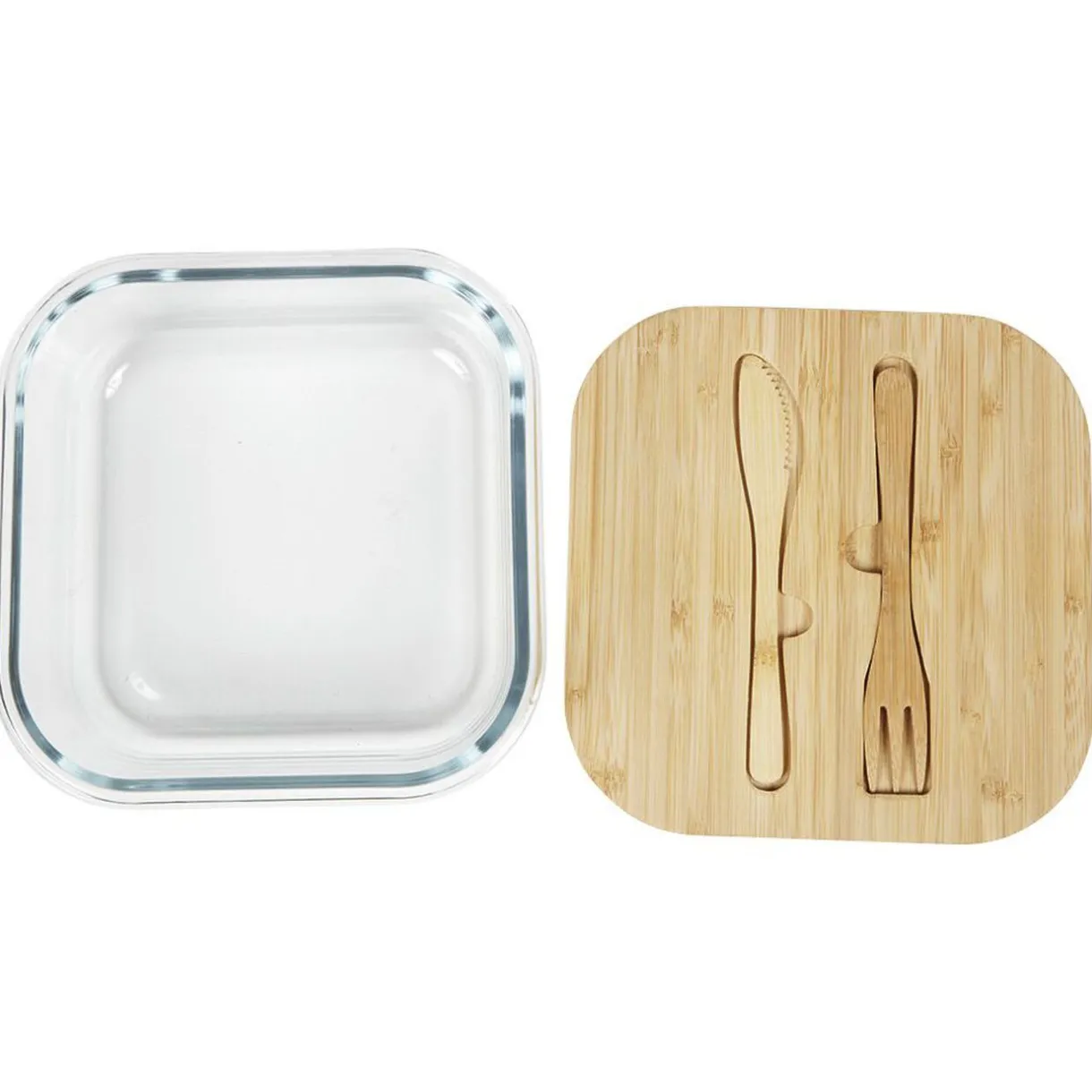 Luchbox avec couverts bambou et verre 1,1 L^Gifi Outlet
