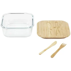 Luchbox avec couverts bambou et verre 1,1 L^Gifi Outlet