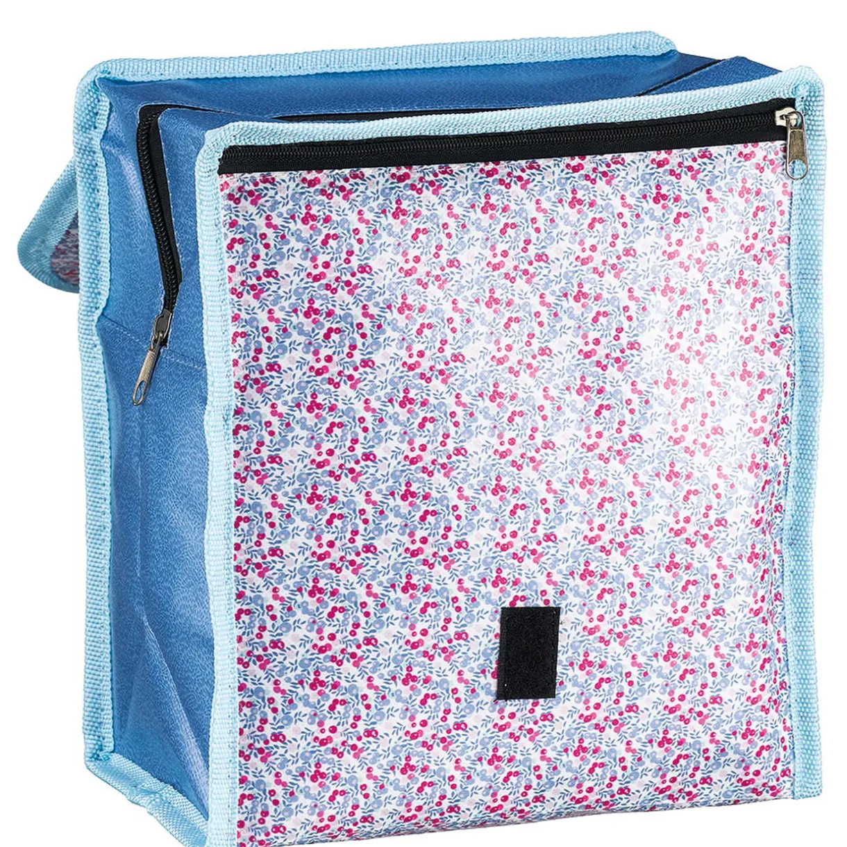 Lunch bag réfrigérant bleu et rose motif baies sauvages^Gifi Discount