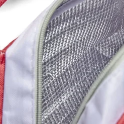 Lunch bag sac à repas isotherme rouge et beige - 25x14xH.16cm^Gifi Hot