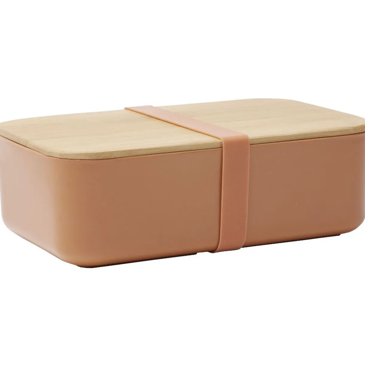 Lunchbox en plastique avec couvercle bambou +sangle silicone 900 ml^Gifi Online