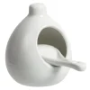 Main à sel + cuillère en céramique blanc^Gifi