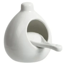 Main à sel + cuillère en céramique blanc^Gifi