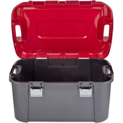 Rangement|Gifi Malle de rangement clips à roulettes Keter Totem noire et rouge 140L