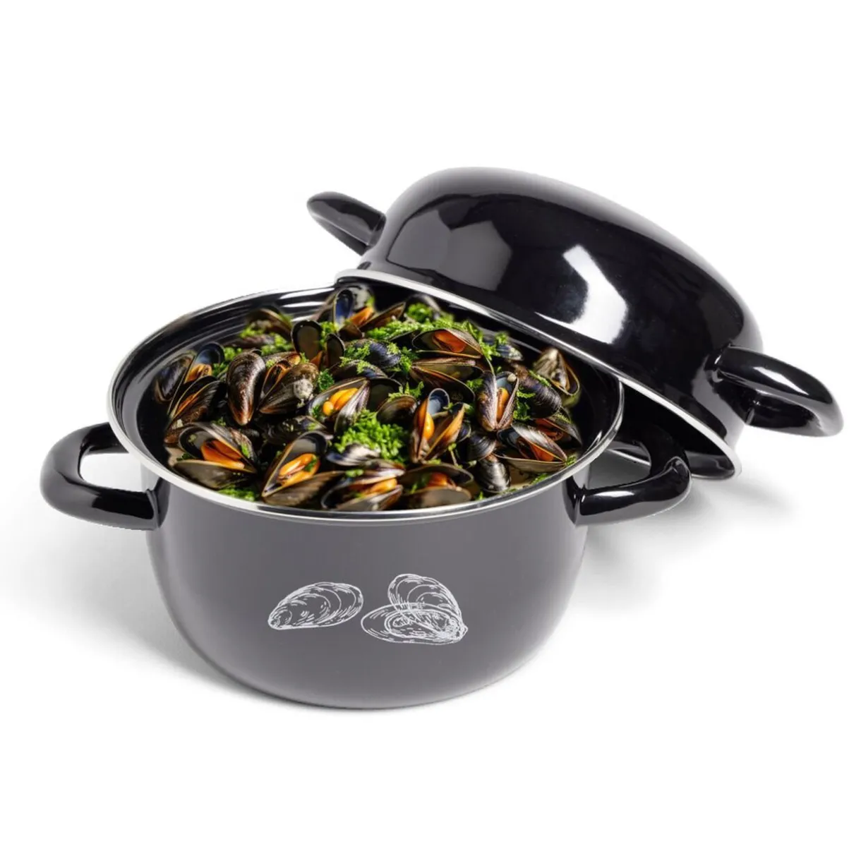 Marmite à moules avec couvercle Ø20,5cm acier noir^Gifi Outlet