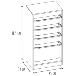 Rangement|Gifi Meuble de rangement enfant Tidy 3 bacs bois gris blanc 45x30xH88,5cm