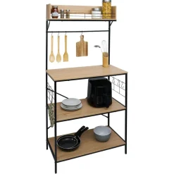 Rangement|Gifi Meuble de rangement Kitchen bois et métal 80xH160x40cm