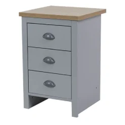 Rangement|Gifi Meuble de rangement Nantes 3 tiroirs en bois gris et naturel