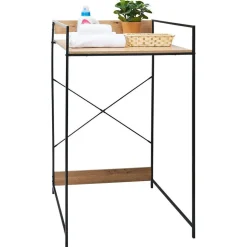 Entretien Du Linge|Gifi Meuble pour buanderie 70xH115x60cm bois et acier noir