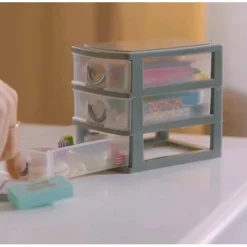 Rangement|Gifi Mini boîte de rangement en plastique 3 tiroirs transparent