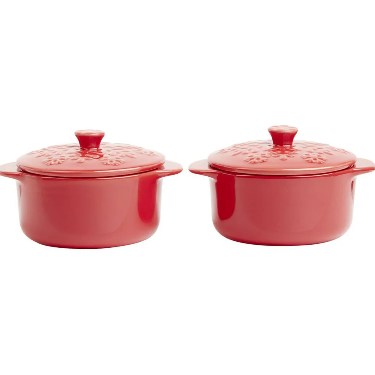 Mini cocotte en céramique motif flocon rouge x2^Gifi Discount