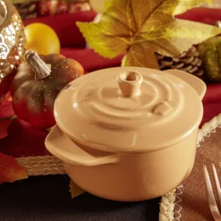 Mini cocotte individuelle en céramique avec couvercle - marron clair ou foncé^Gifi New