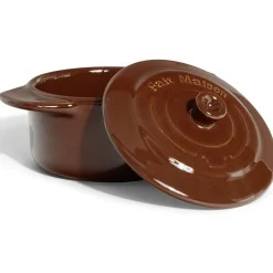 Mini cocotte individuelle en céramique avec couvercle - marron clair ou foncé^Gifi New