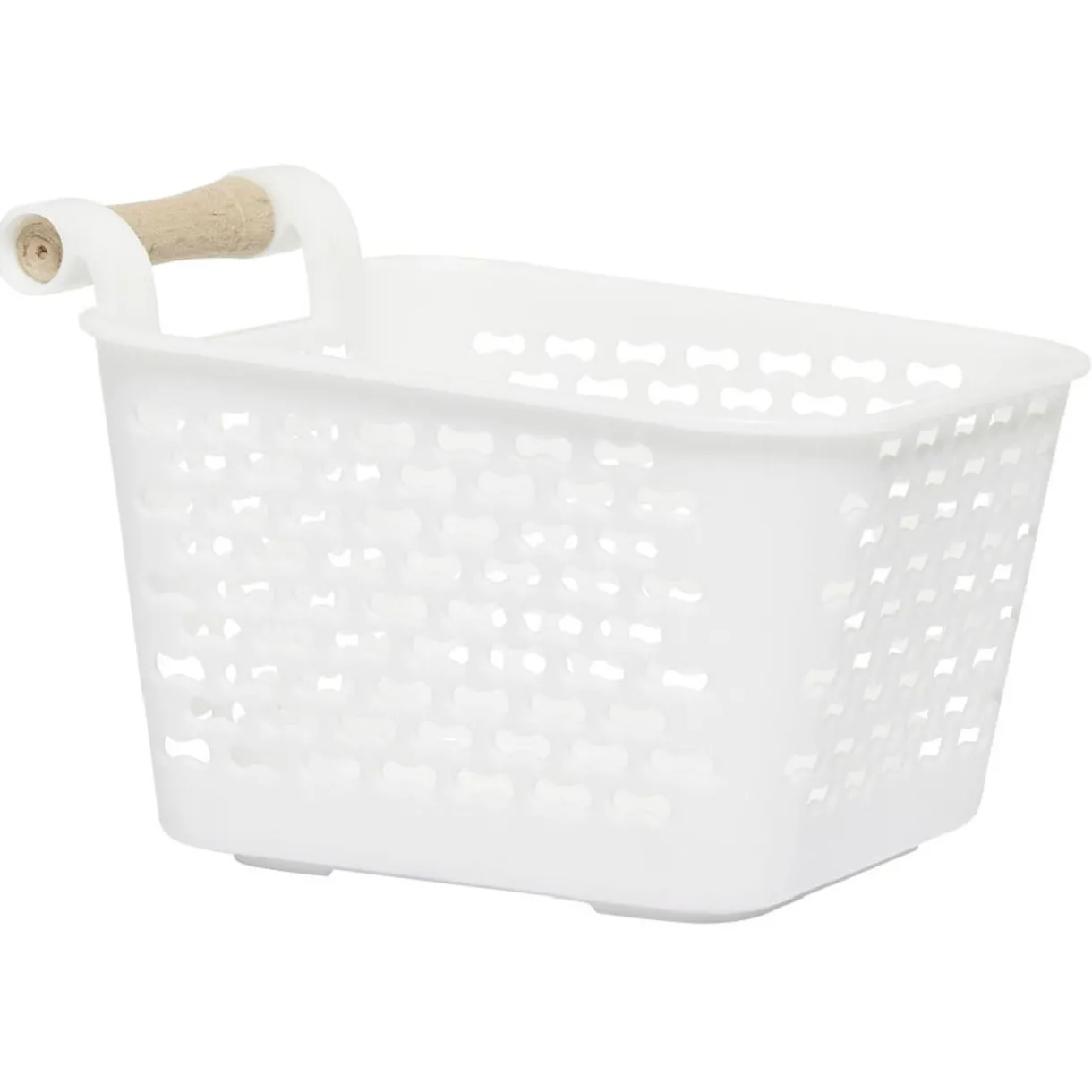 Rangement|Gifi Mini panière en plastique avec poignée bois