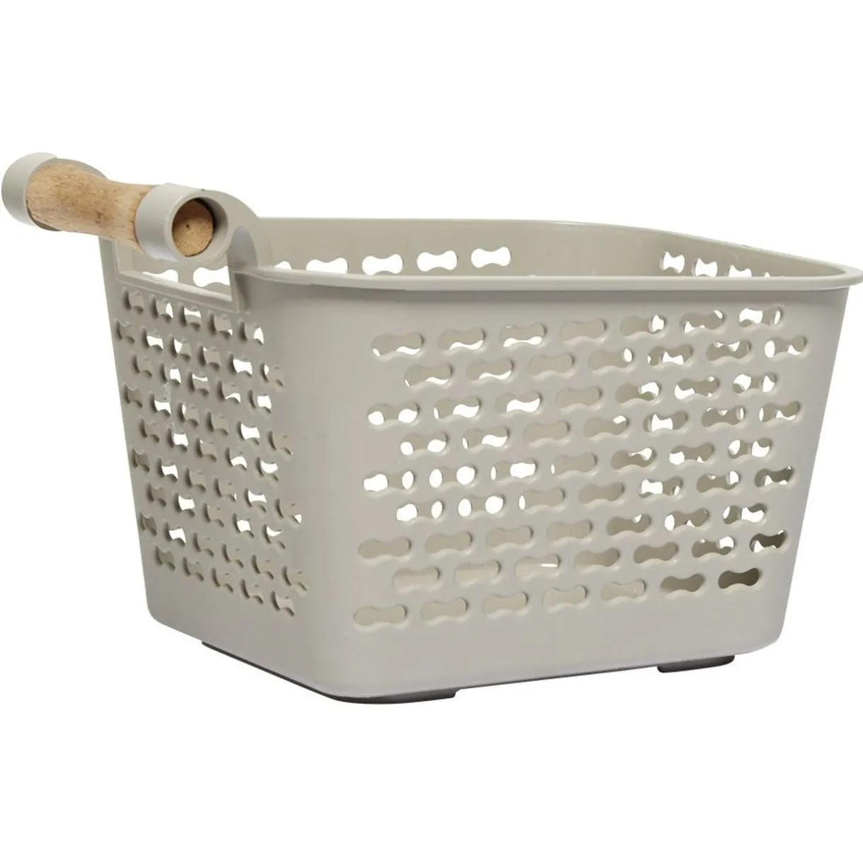 Rangement|Gifi Mini panière en plastique avec poignée bois