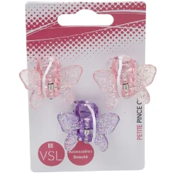 Online Gifi Mini pince à cheveux papillon rose et violet x3