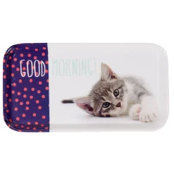 Mini plateau rectangulaire mélamine blanc violet déco chat^Gifi Outlet