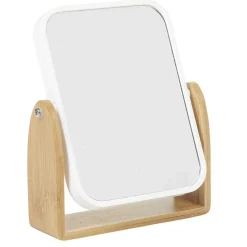 New Gifi Miroir à poser blanc et bambou
