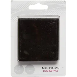 New Gifi Miroir de sac double face carré noir