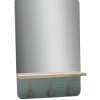 Gifi Miroir étagère bois naturel 3 patères vert clair