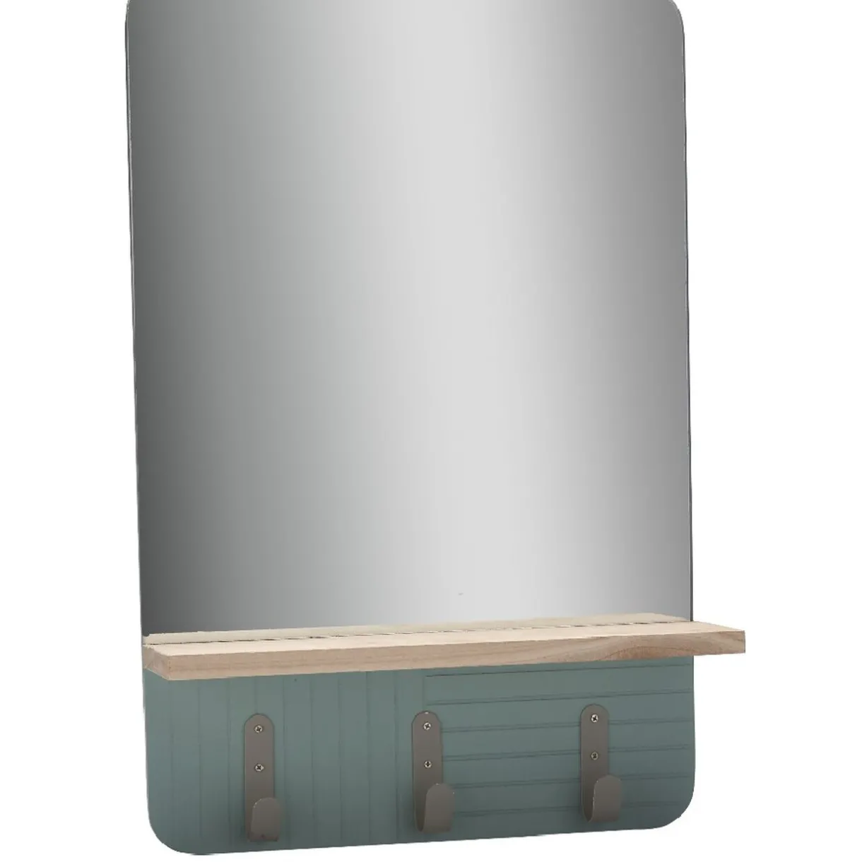 Gifi Miroir étagère bois naturel 3 patères vert clair