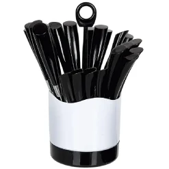 Ménagère 24 pièces avec support noir blanc^Gifi New