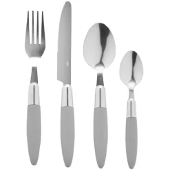 Ménagère 24 pièces gris et son panier^Gifi