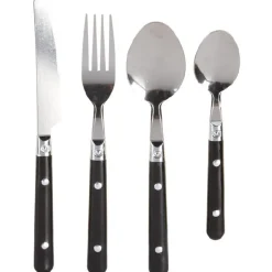 Ménagère 16 pièces inox manche plastique noir^Gifi New