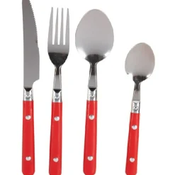 Ménagère 16 pièces inox manche plastique rouge^Gifi Sale