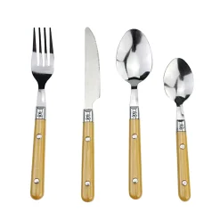 Ménagère 16 pièces inox manche plastique jaune doré^Gifi Hot