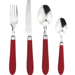 Ménagère 24 pièces inox manche antidérapant soft touch rouge^Gifi Online