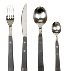 Ménagère 16 pièces manche effet bois gris foncé^Gifi Online