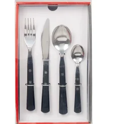 Ménagère 16 pièces manche effet bois noir^Gifi Outlet