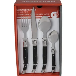 Ménagère 32 pièces noir et gris chromé^Gifi Outlet