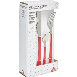 Ménagère de 16 couverts manche rouge^Gifi Online
