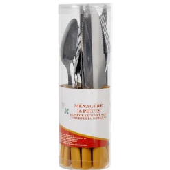 Ménagère inox 16 pièces moutarde^Gifi Discount