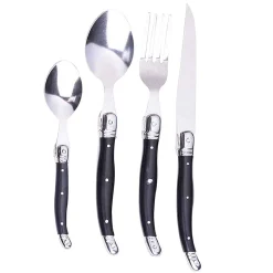 Ménagère inox manche noir 24 pièces^Gifi Hot