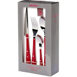 Ménagère Lisa D'Alban inox manche rouge 16 pièces^Gifi Hot