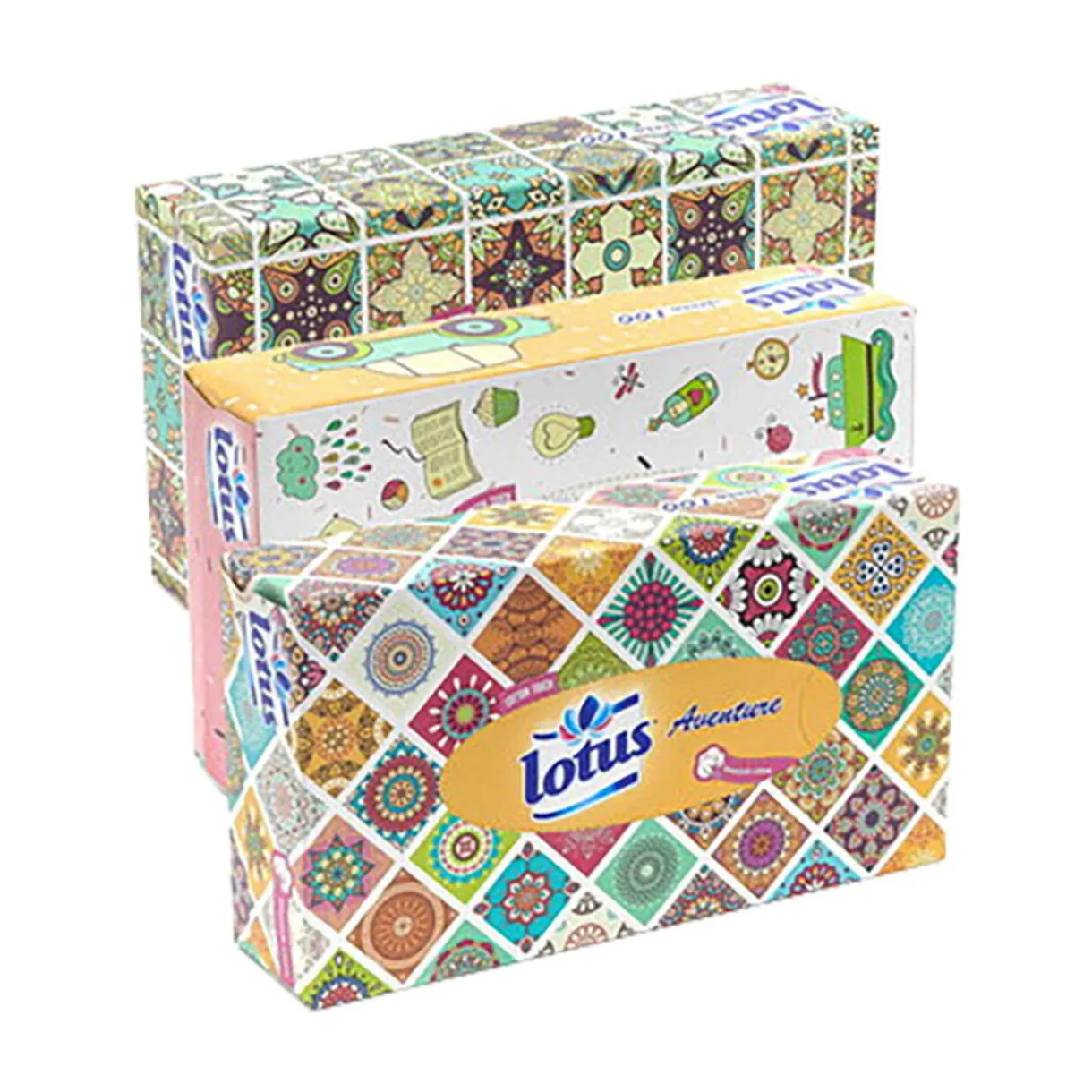 New Gifi Mouchoirs en papier Lotus aventure 2 plis - Boîte de 100 pièces