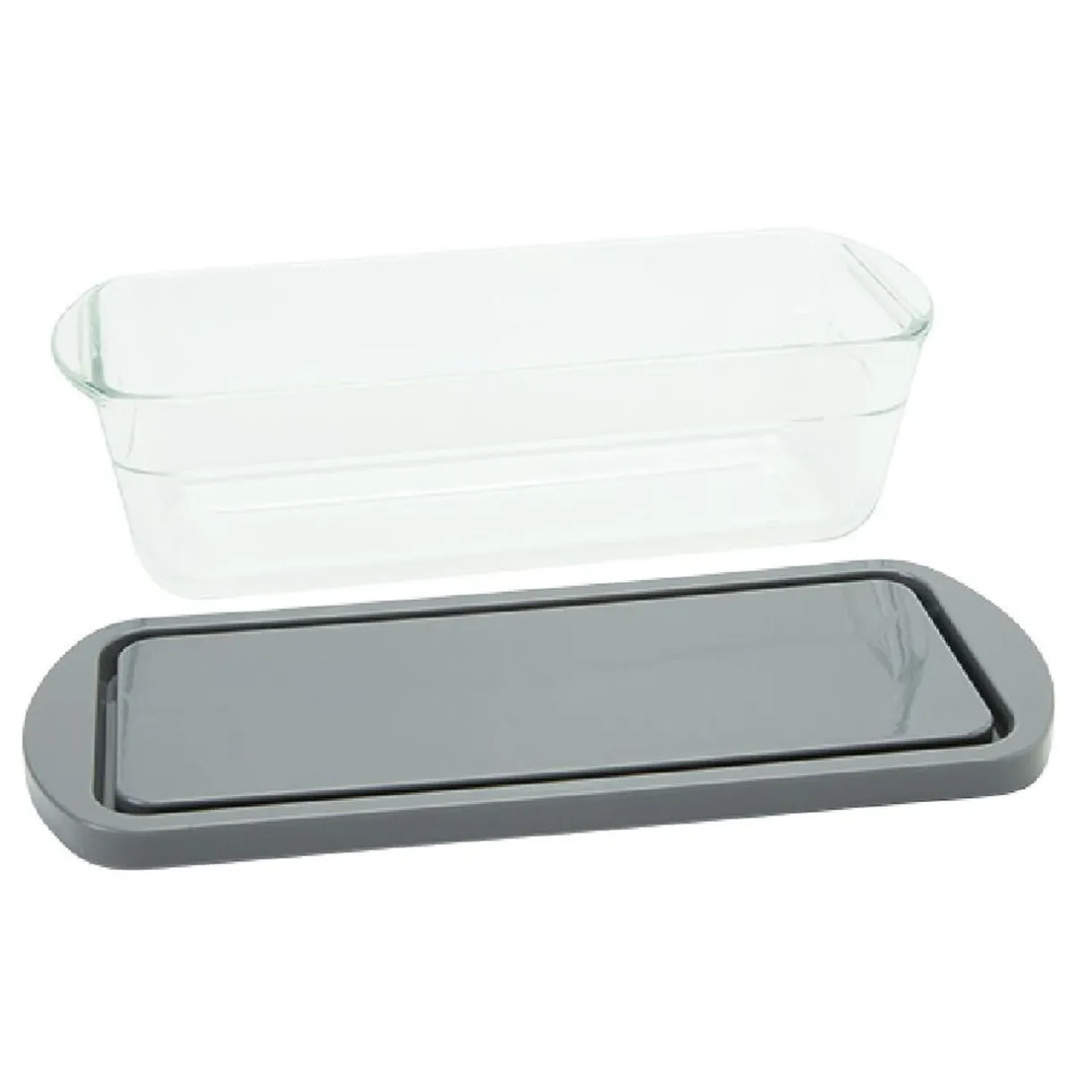 Moule à cake en verre avec couvercle gris^Gifi Clearance
