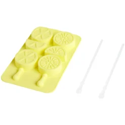 Moule à glaçon brochette forme citron-silicone jaune 18,3x11,4xH1,5cm^Gifi New