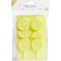 Moule à glaçon brochette forme citron-silicone jaune 18,3x11,4xH1,5cm^Gifi New