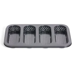 Moule à mini baguette perforé acier noir 33,6x22xH3cm^Gifi Sale