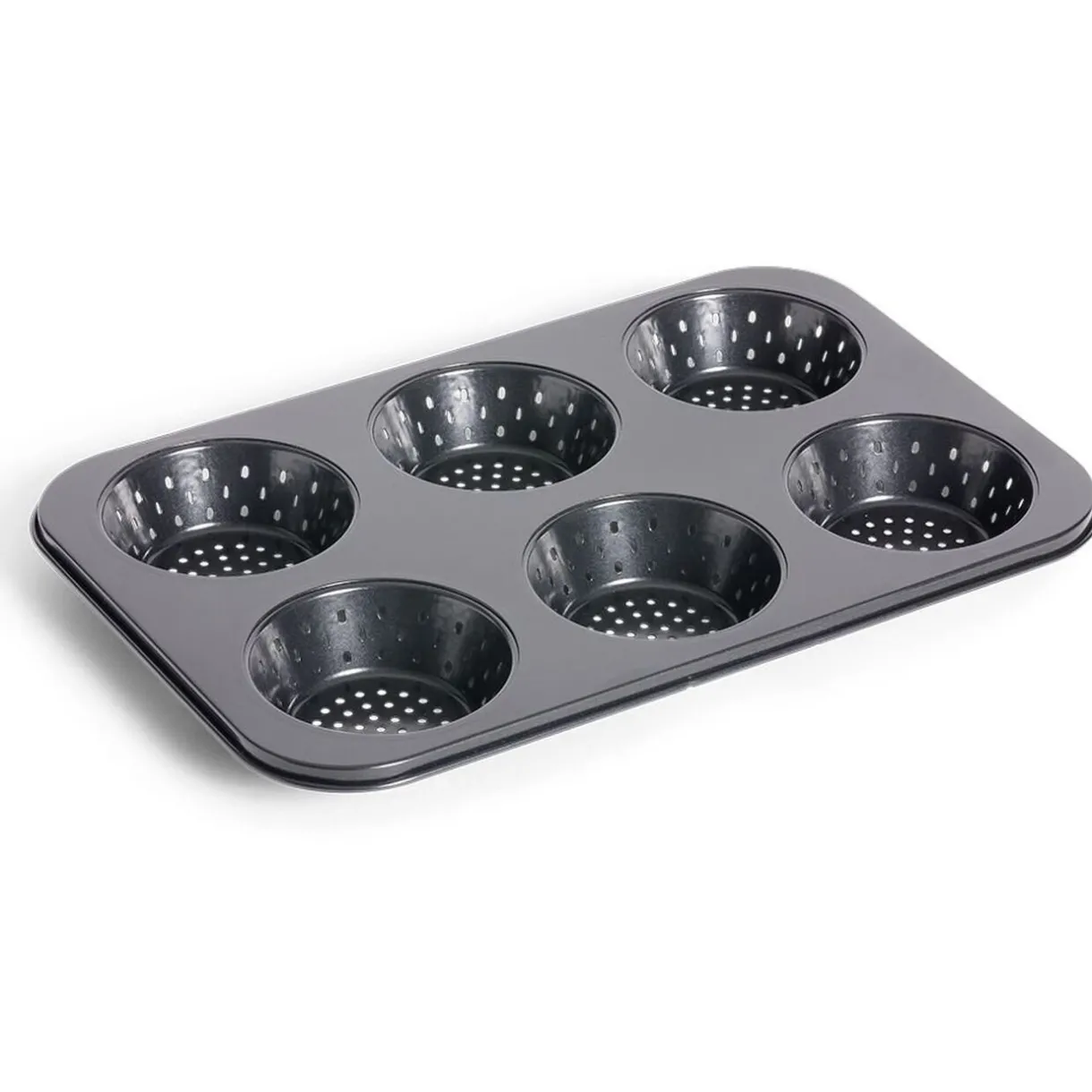 Moule à muffin perforé acier noir 33,6x22xH3cm^Gifi Online