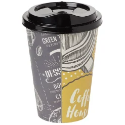 Mug à motifs couvercle noir 500ml - plastique Ø9xH14cm^Gifi Best