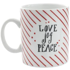 Mug avec boule à thé Love Jog Peace blanc rayure rouge 35 cl^Gifi Outlet