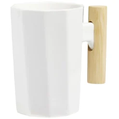 Mug blanc avec anse en bois^Gifi Sale